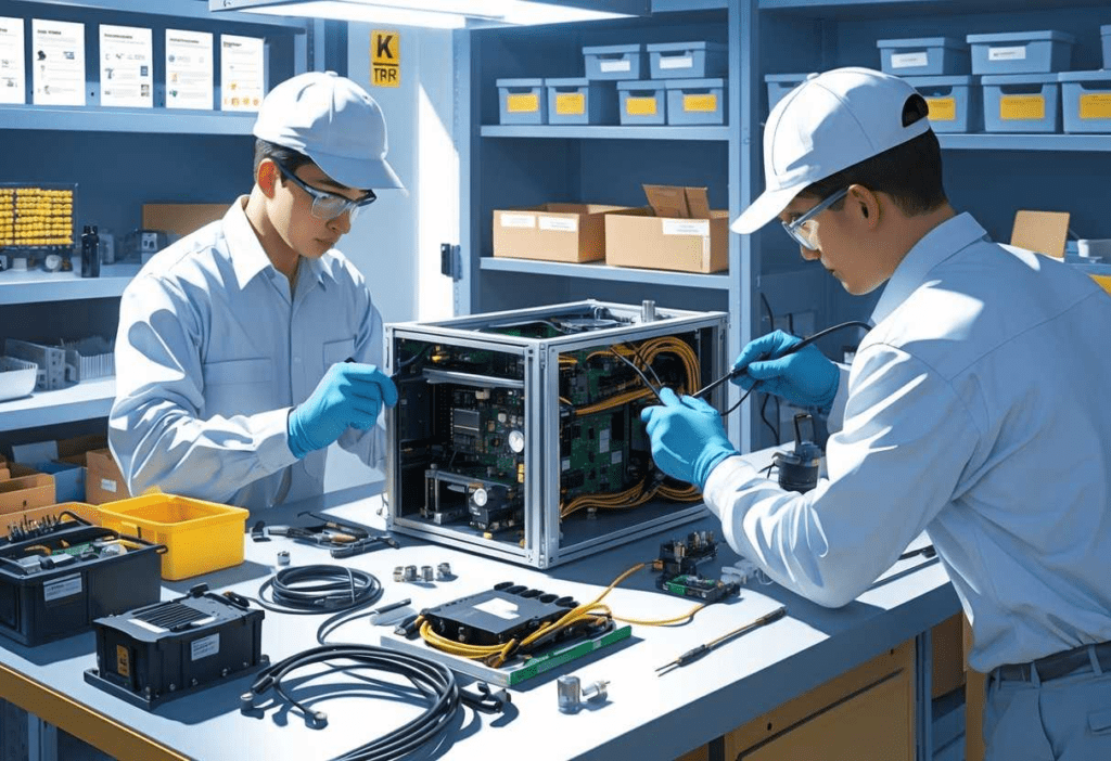 Mitarbeiter bei der Endmontage