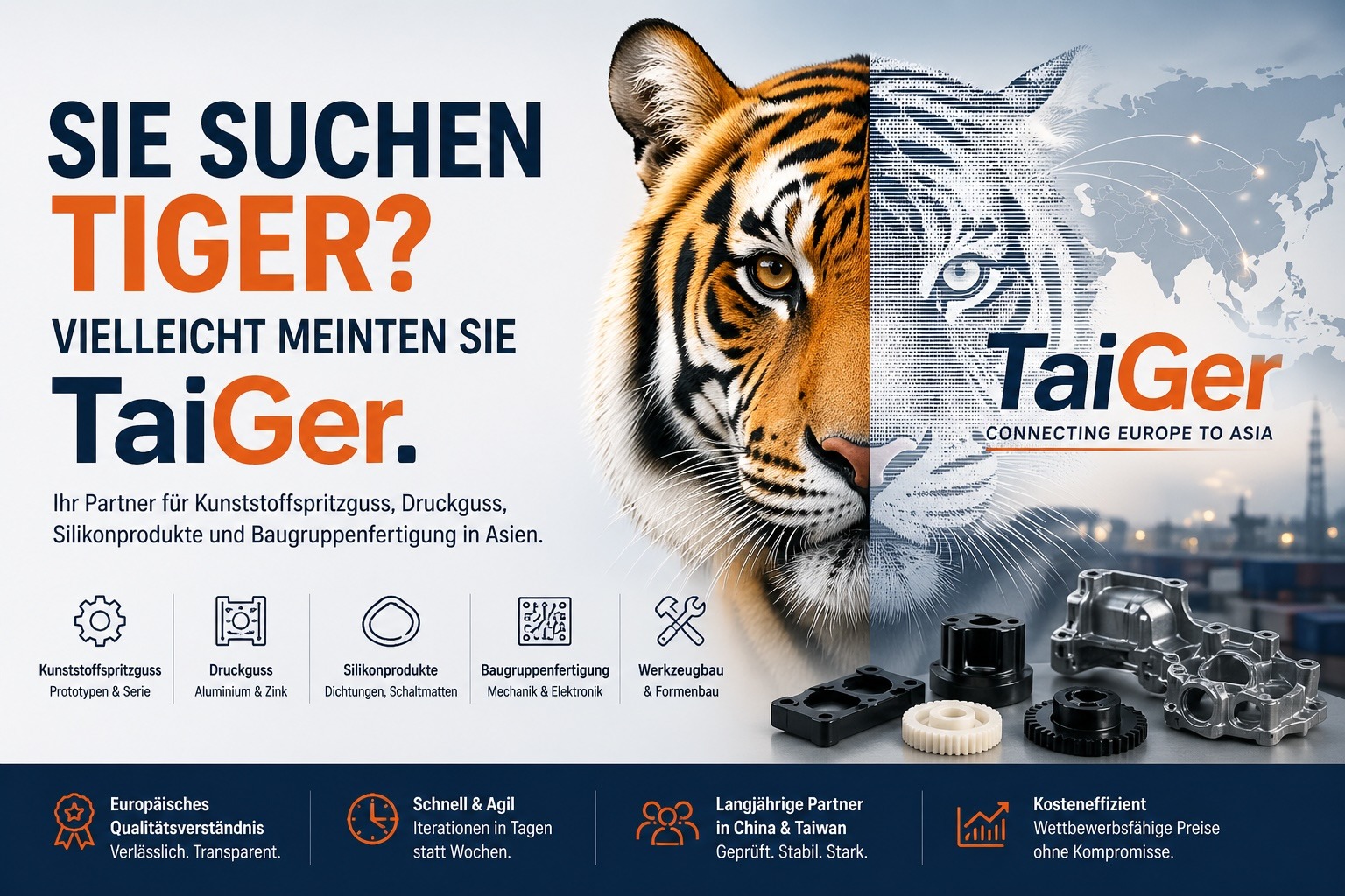 Sie suchen Tiger? TaiGer – Ihr Partner für Spritzguss & Fertigung in Asien